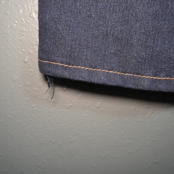 Vintage Genes Mens Dark Wash Blue Slim Straight Denim Distress Jeans Size 34X32 - Picture 6 of 9